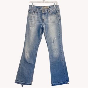 Vintage 90s Low Rise Flare ripped Jeans Size 4 Y2K